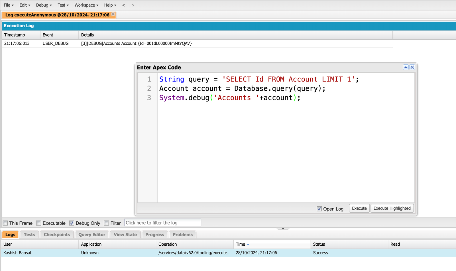 Database.query single record